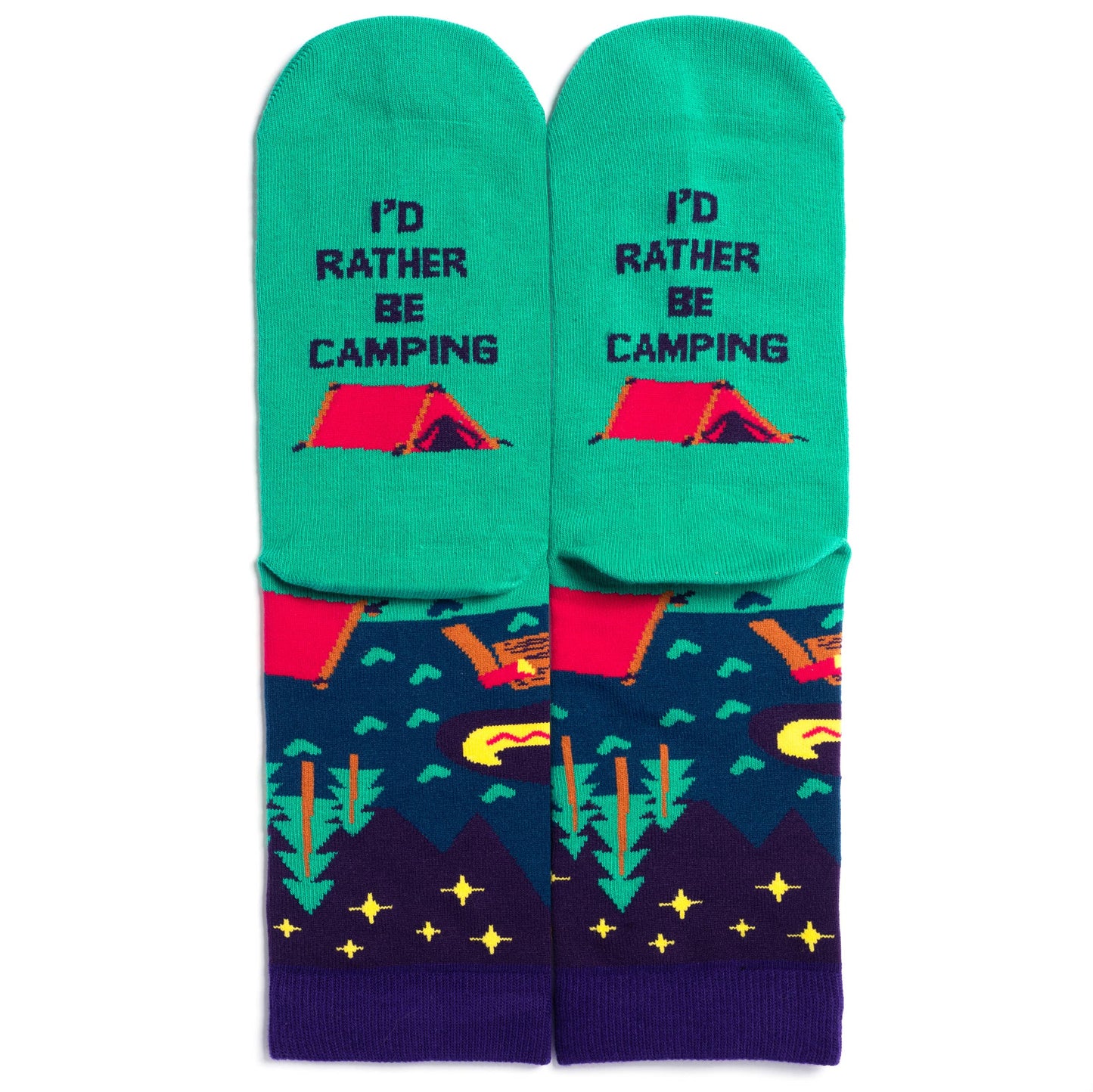 I'd Rather Be Camping Socks (Purple/Teal) Socks