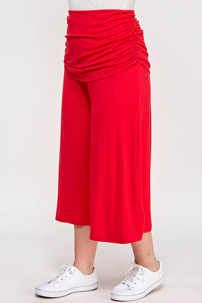 Plus Size Cropped Wide Leg Pant W/Ruched Layer JK18638-P