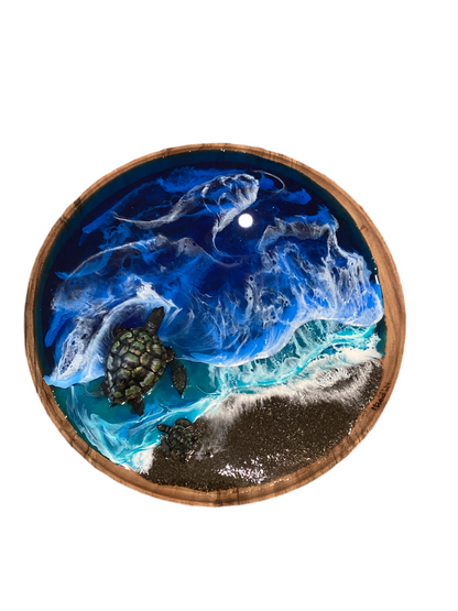 Round turtle Seascape, wall art