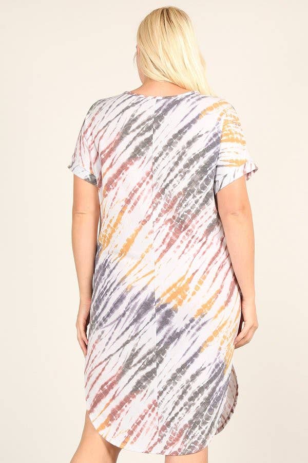 Tie Dye Midi Plus Size Dress - 17585-D