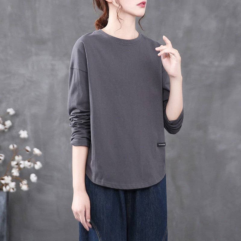 Stylish Hollow Out Back Long Sleeve Solid Top