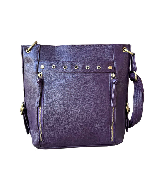 7037 Cowhide leather crossbody shoulder bag with YKK lock