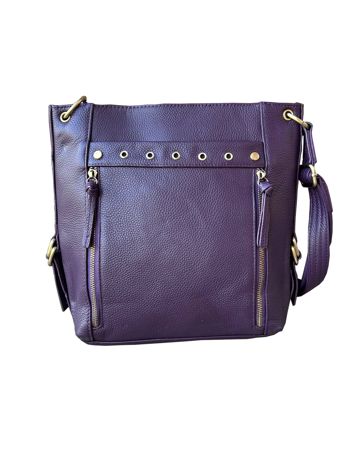 7037 Cowhide leather crossbody shoulder bag with YKK lock