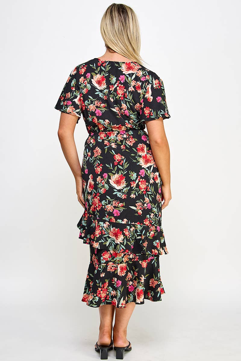 Plus Size Ruffled Midi Dress - SS2466P-D