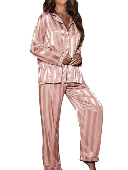 2 Piece Button Front Sleepwear Pants Set Loungewear