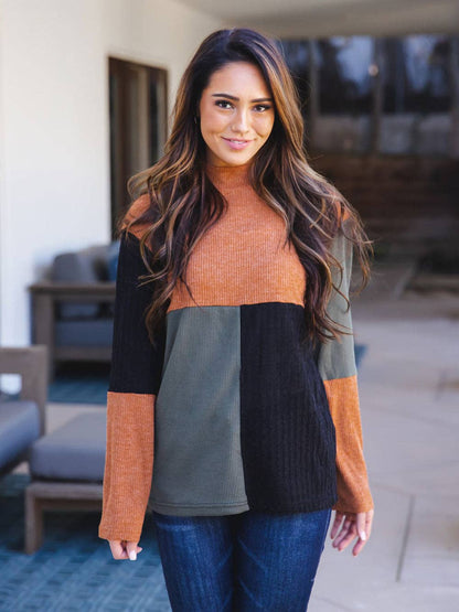 Tri-color Mockneck Emrie Top