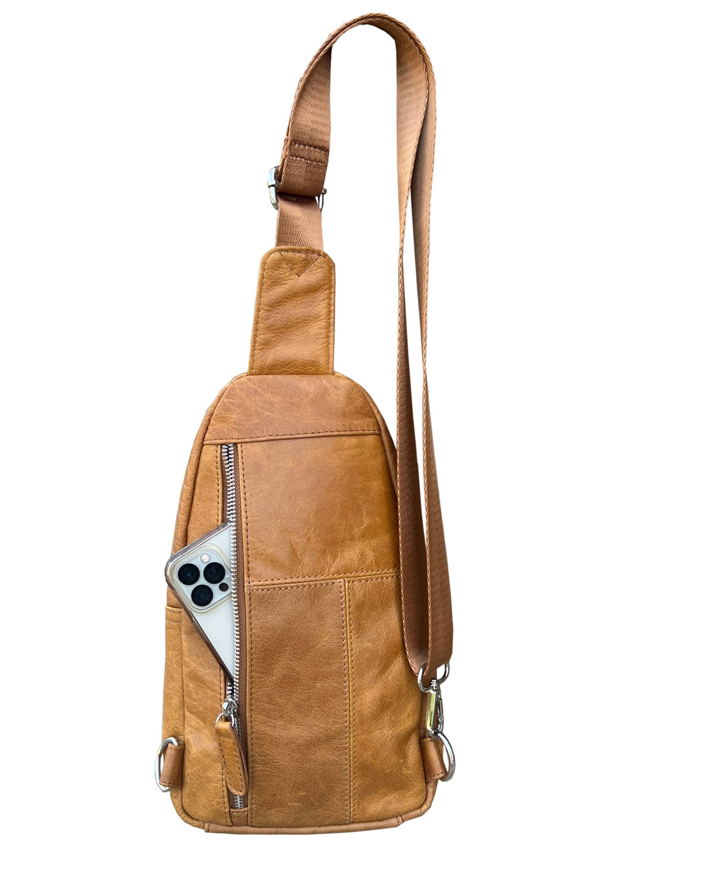 W009Cowhide leather Sling bag with adjustable shoulder strap