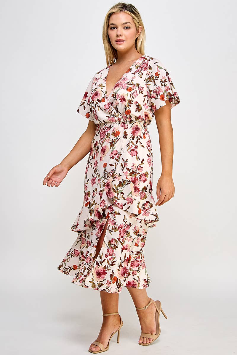 Plus Size Ruffled Midi Dress - SS2466P-D