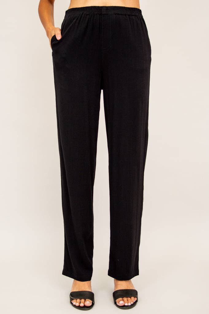 Bella Pant, Black, Linen Bamboo