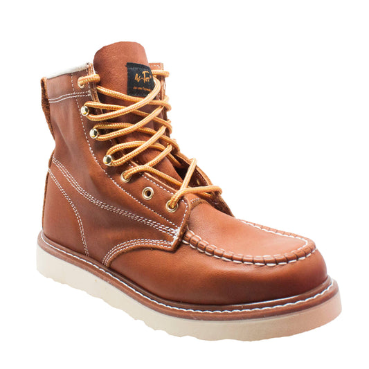 Mens Brown Moc Toe Work Boot