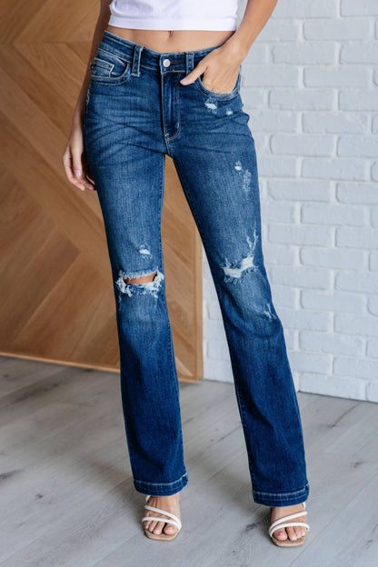 Judy Blue Mid Rise Distressed Bootcut Jeans