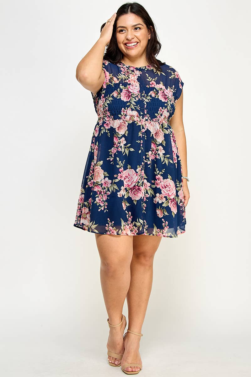 Floral Print Button-Down Dress