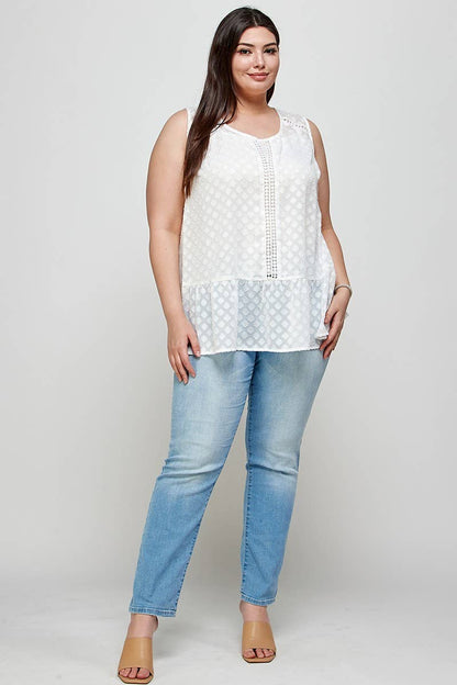 Plus Size Crochet Trim Ruffled Tunic - Plus Size Clothing