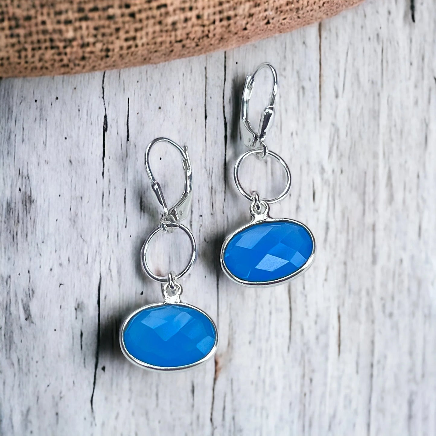 EB Design earrings Olivia blue chalcedony