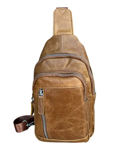 W009Cowhide leather Sling bag with adjustable shoulder strap