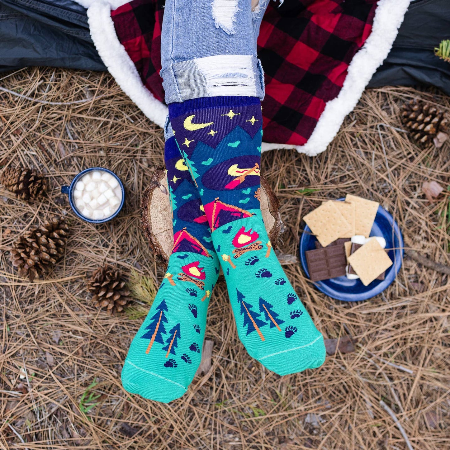 I'd Rather Be Camping Socks (Purple/Teal) Socks