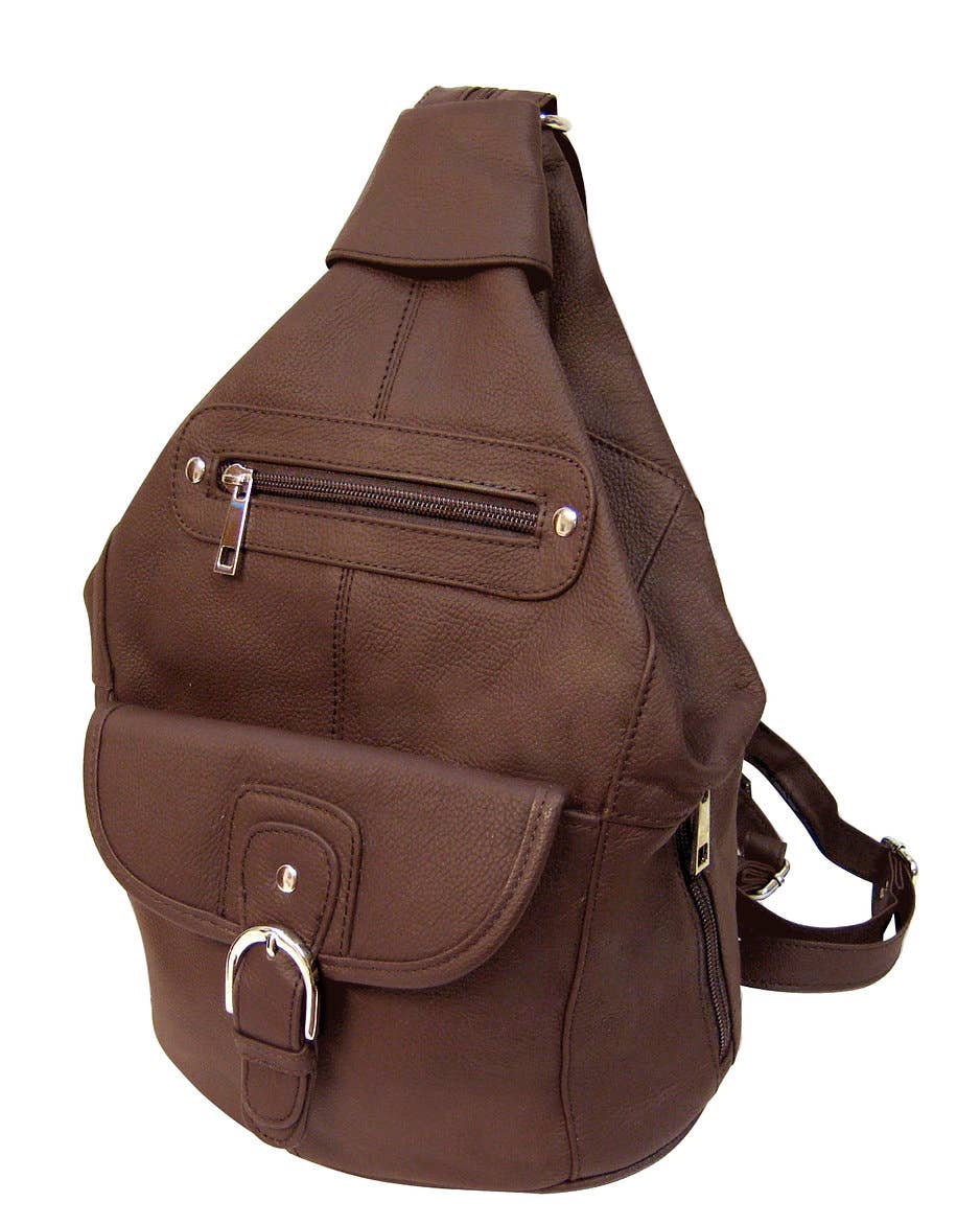 3611A cowhide leather backpack brown