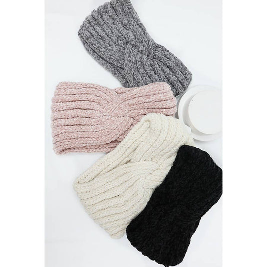 Head Chenille Twist Knit Headwrap