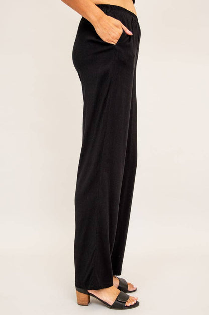 Bella Pant, Black, Linen Bamboo