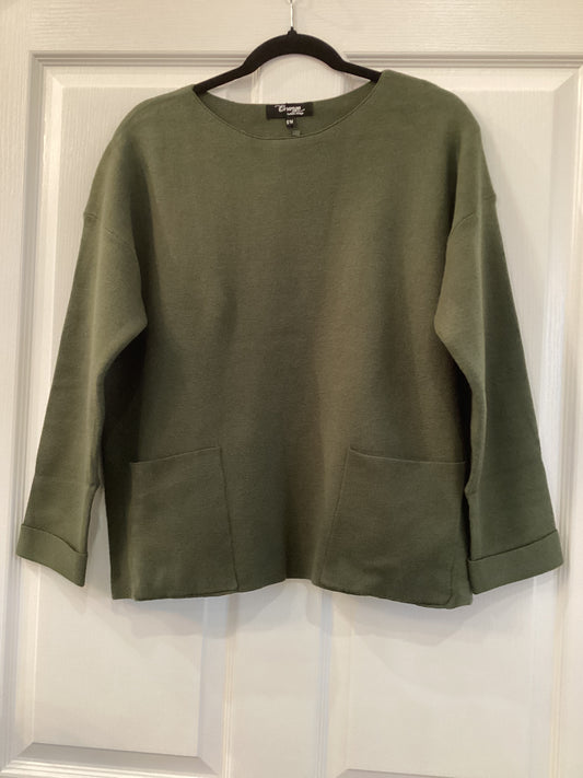 Orange fashion olive petite sweater with pockets