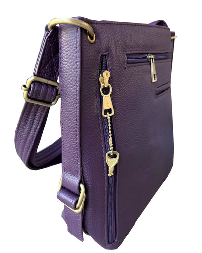 7037 Cowhide leather crossbody shoulder bag with YKK lock