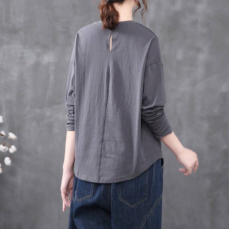 Stylish Hollow Out Back Long Sleeve Solid Top