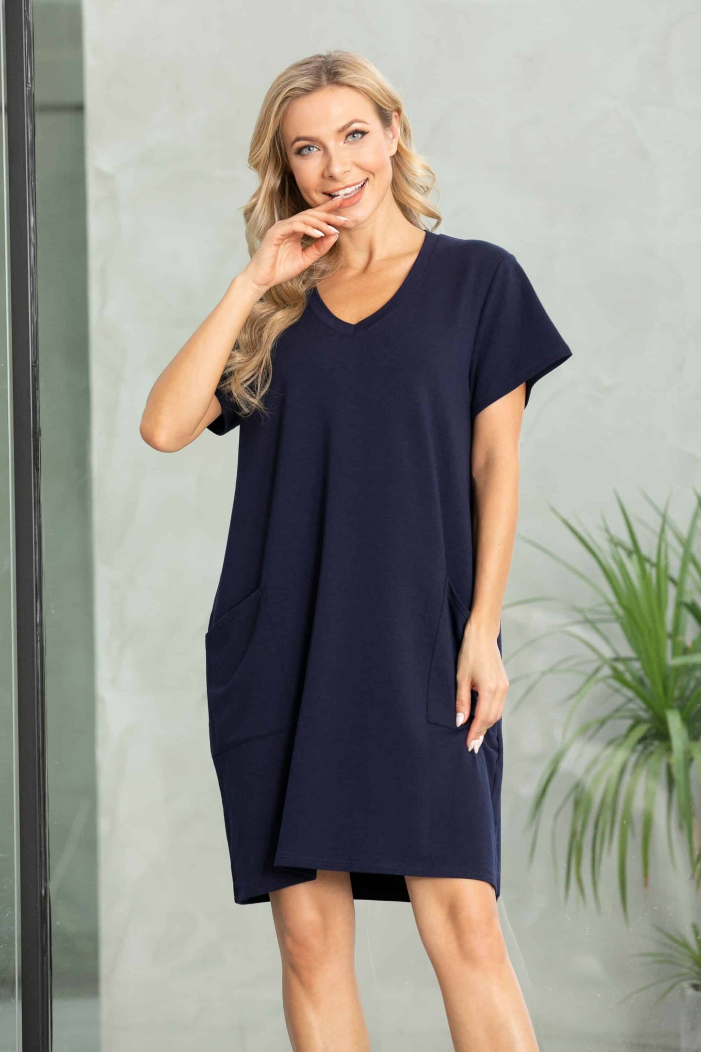 Bamboo French Terry Dress with Front Pockets