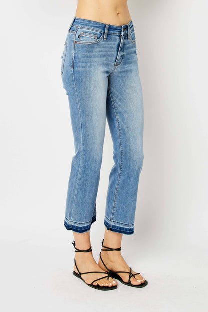 Judy Blue Mid Rise Release Hem Cropped Bootcut