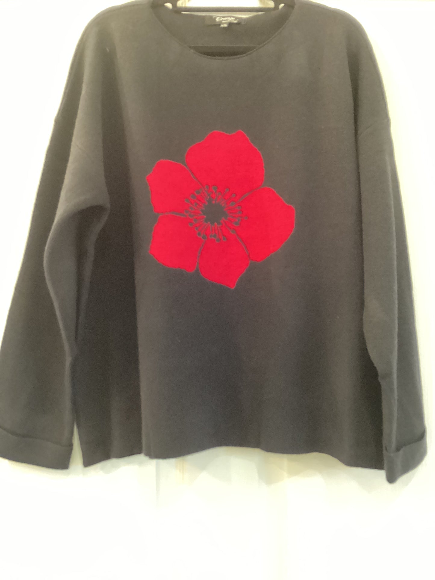 Orange fashion hibiscus sweater Black/Fushia