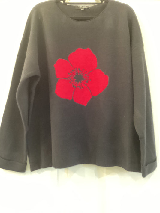 Orange fashion hibiscus sweater Black/Fushia