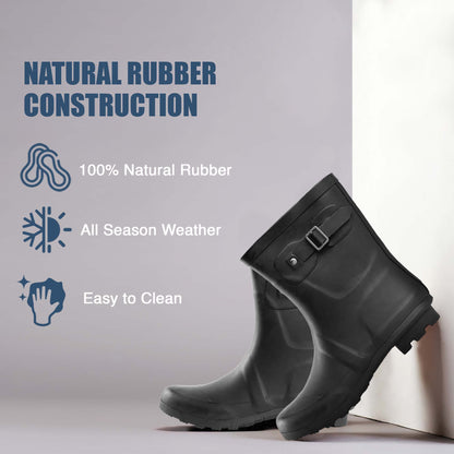 NORTY Womens 9" Calf Rain Boots 41547 Black Matte