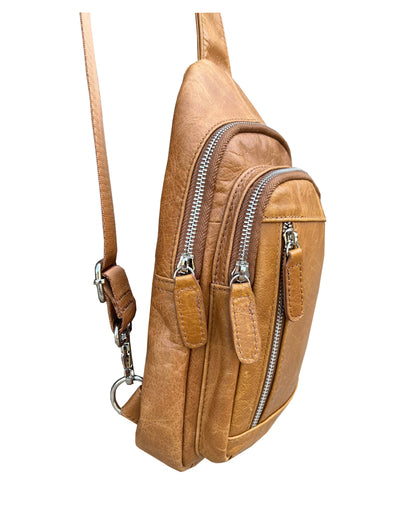 W009Cowhide leather Sling bag with adjustable shoulder strap