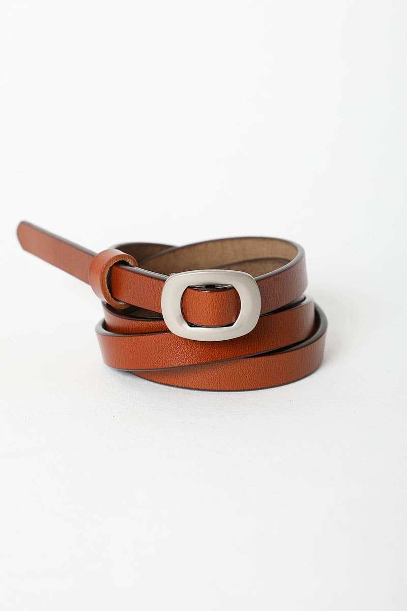 Skinny Modern Leather Cinch Belt