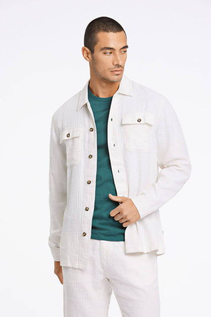 Linen Blend Overshirt L/S Style: 30-304020US