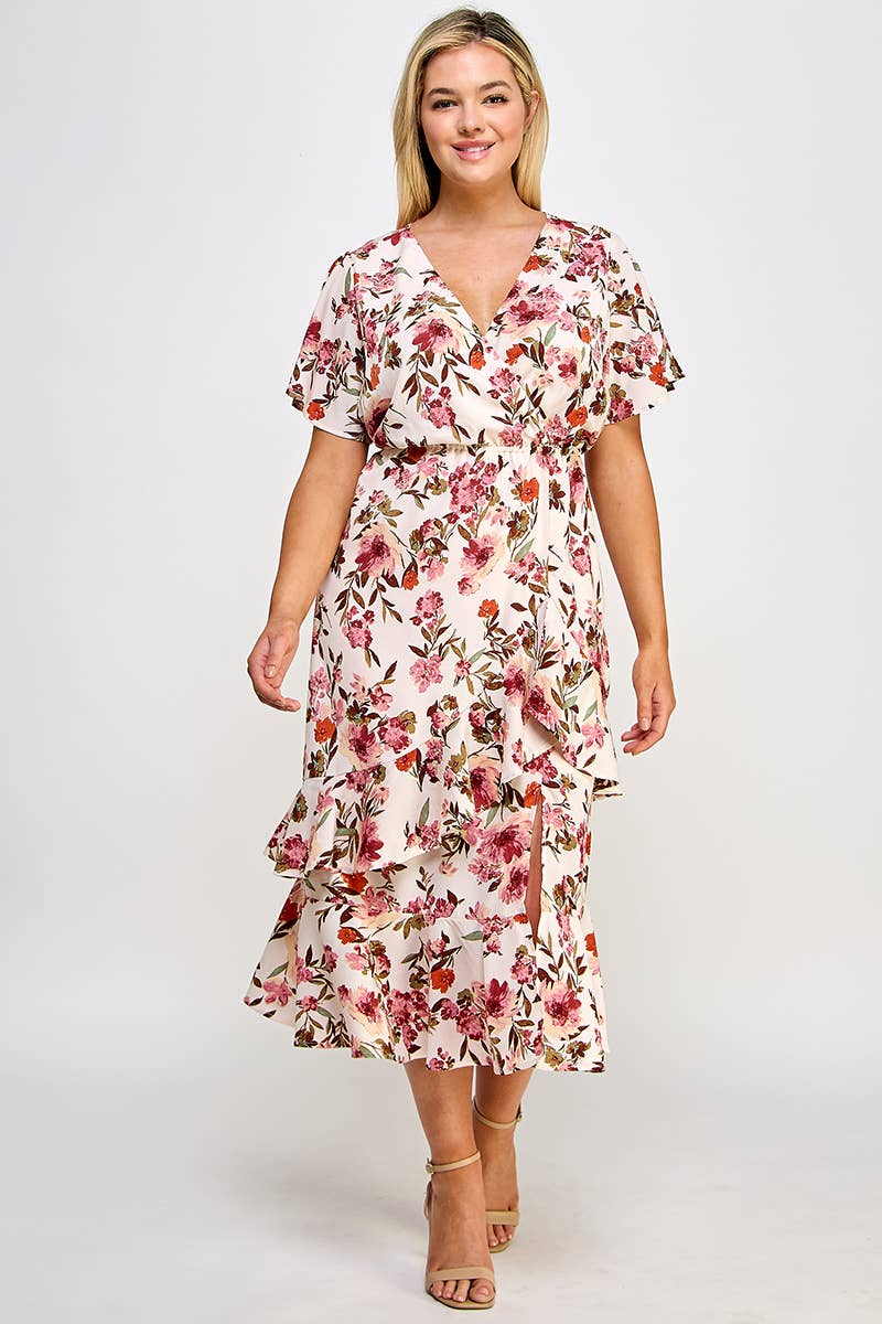 Dress floral plus size layer