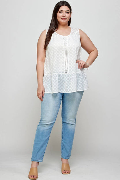 Plus Size Crochet Trim Ruffled Tunic - Plus Size Clothing