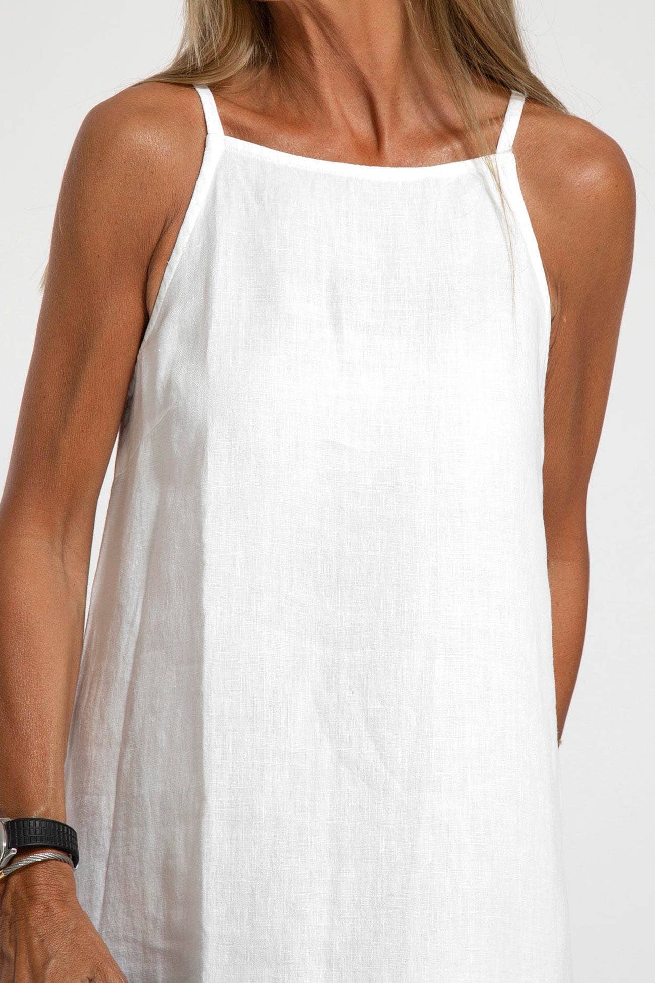 Cotton Linen Slit Cami Dress