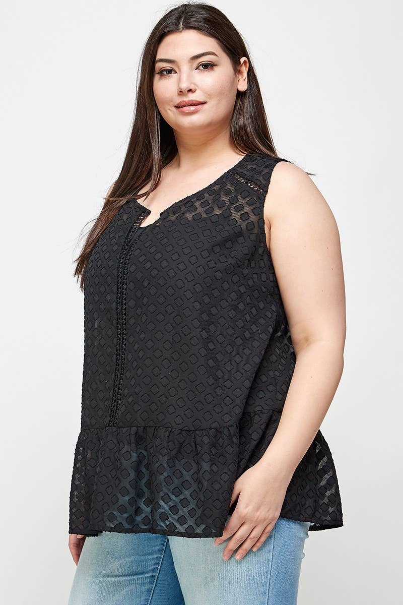 Plus Size Crochet Trim Ruffled Tunic - Plus Size Clothing