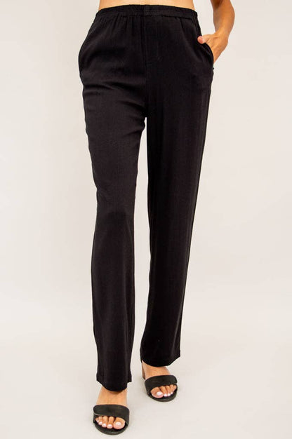 Bella Pant, Black, Linen Bamboo