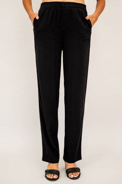 Bella Pant, Black, Linen Bamboo