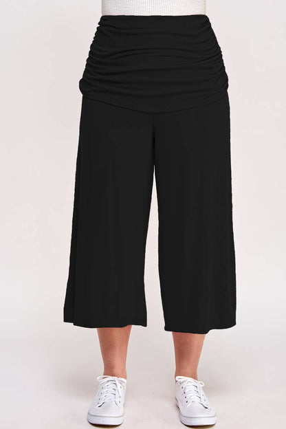 Plus Size Cropped Wide Leg Pant W/Ruched Layer JK18638-P