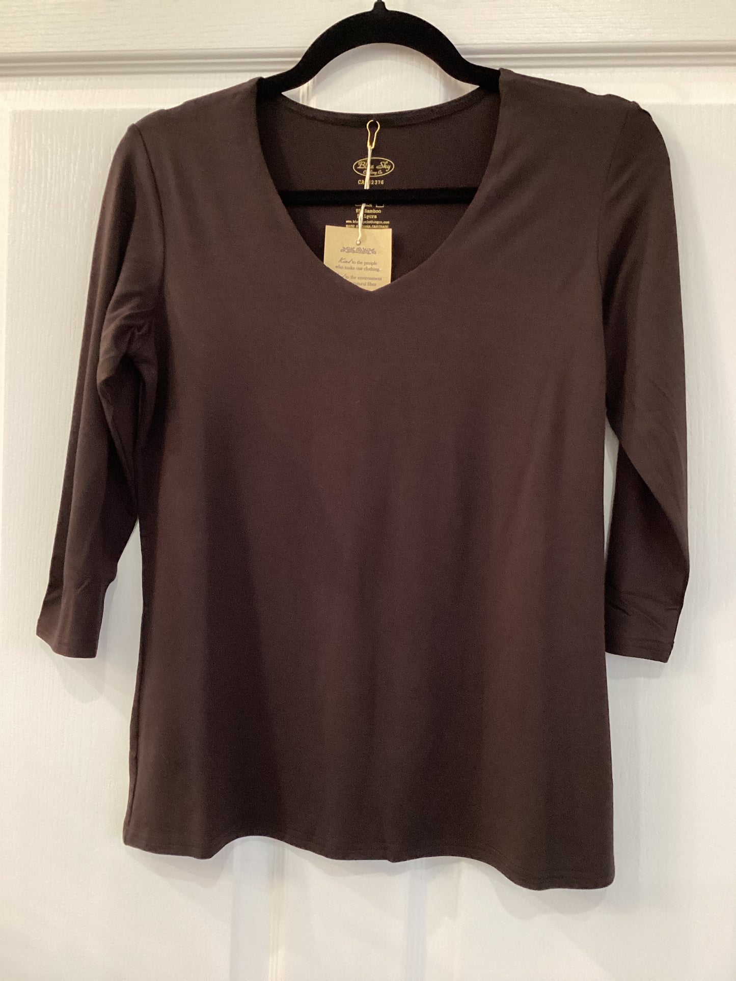 Blue sky bamboo 3/4 sleeve top