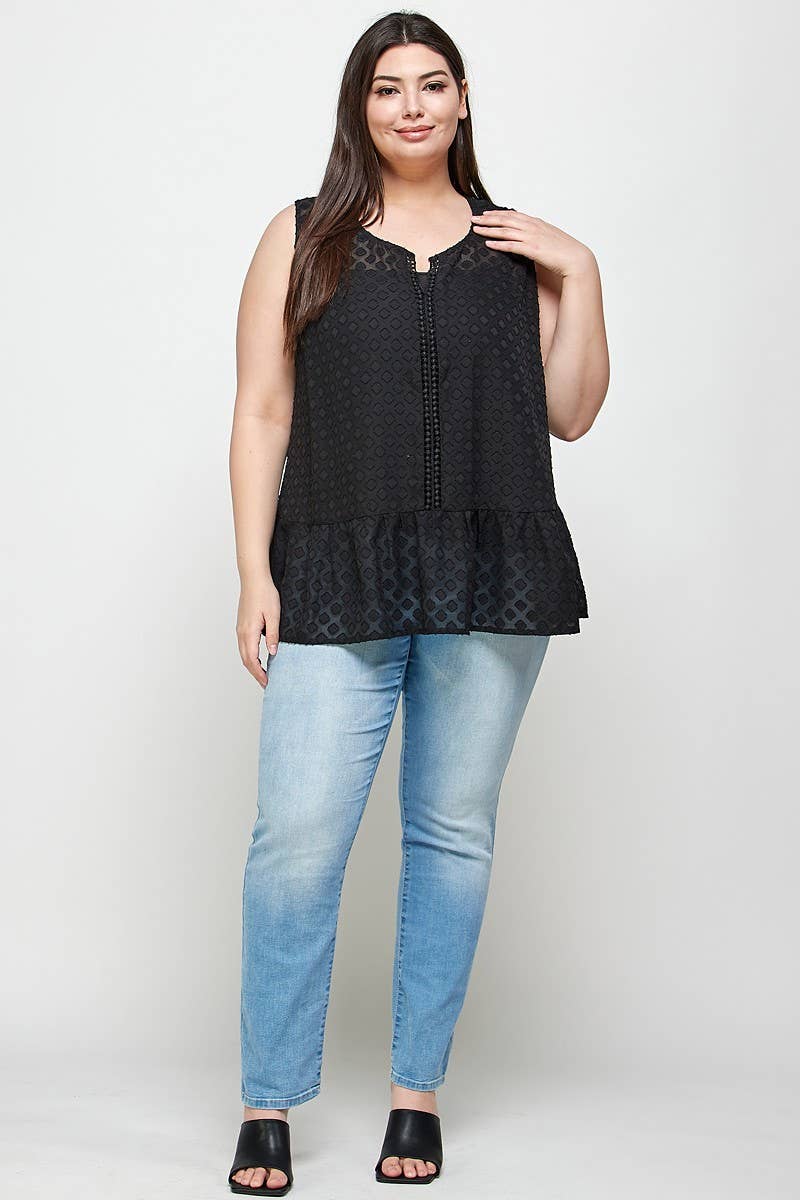 Plus Size Crochet Trim Ruffled Tunic - Plus Size Clothing