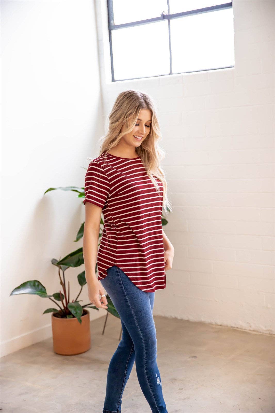 Short Sleeve Striped Mia Top | S-3X