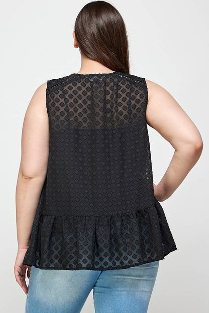 Plus Size Crochet Trim Ruffled Tunic - Plus Size Clothing