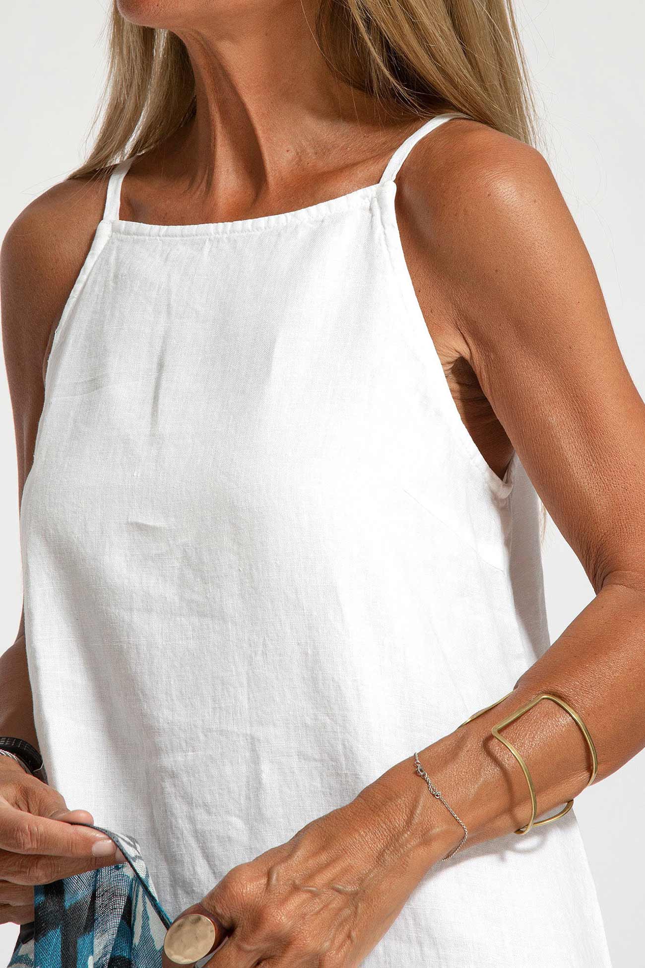 Cotton Linen Slit Cami Dress