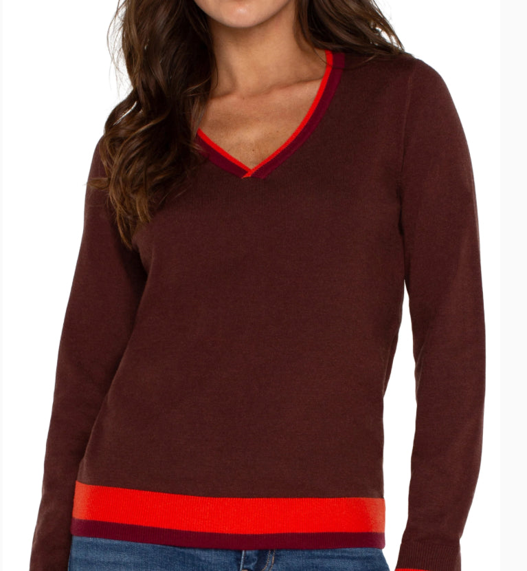 Liverpool retro-brown v neck sweater