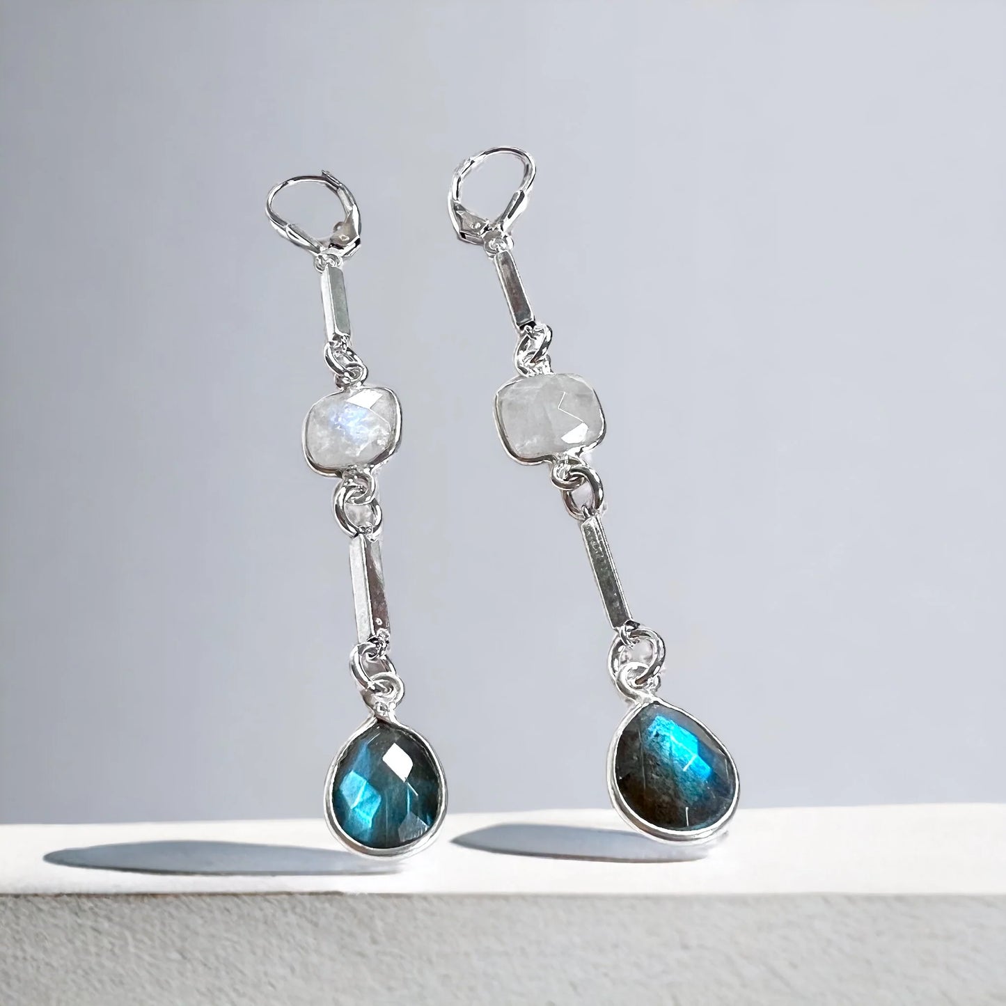 EB Design Taylor earrings moonstone and labradorite