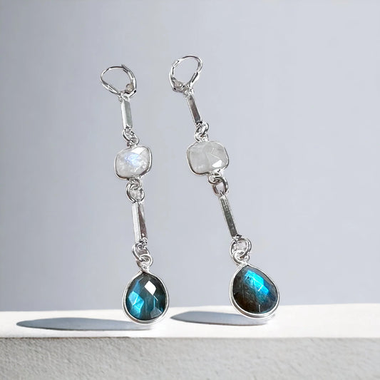 EB Design Taylor earrings moonstone and labradorite