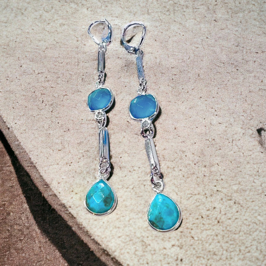 EB Design Taylor earrings turquoise and blue chalcedony